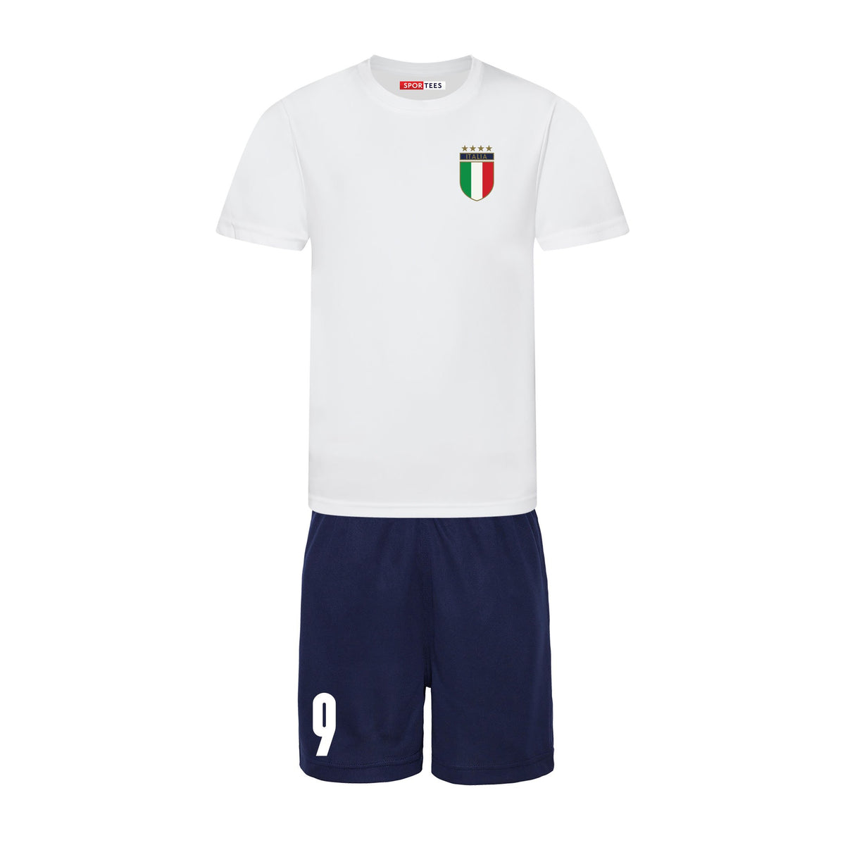 Personalised Italy Style White &amp; Navy Away Kit With Bag