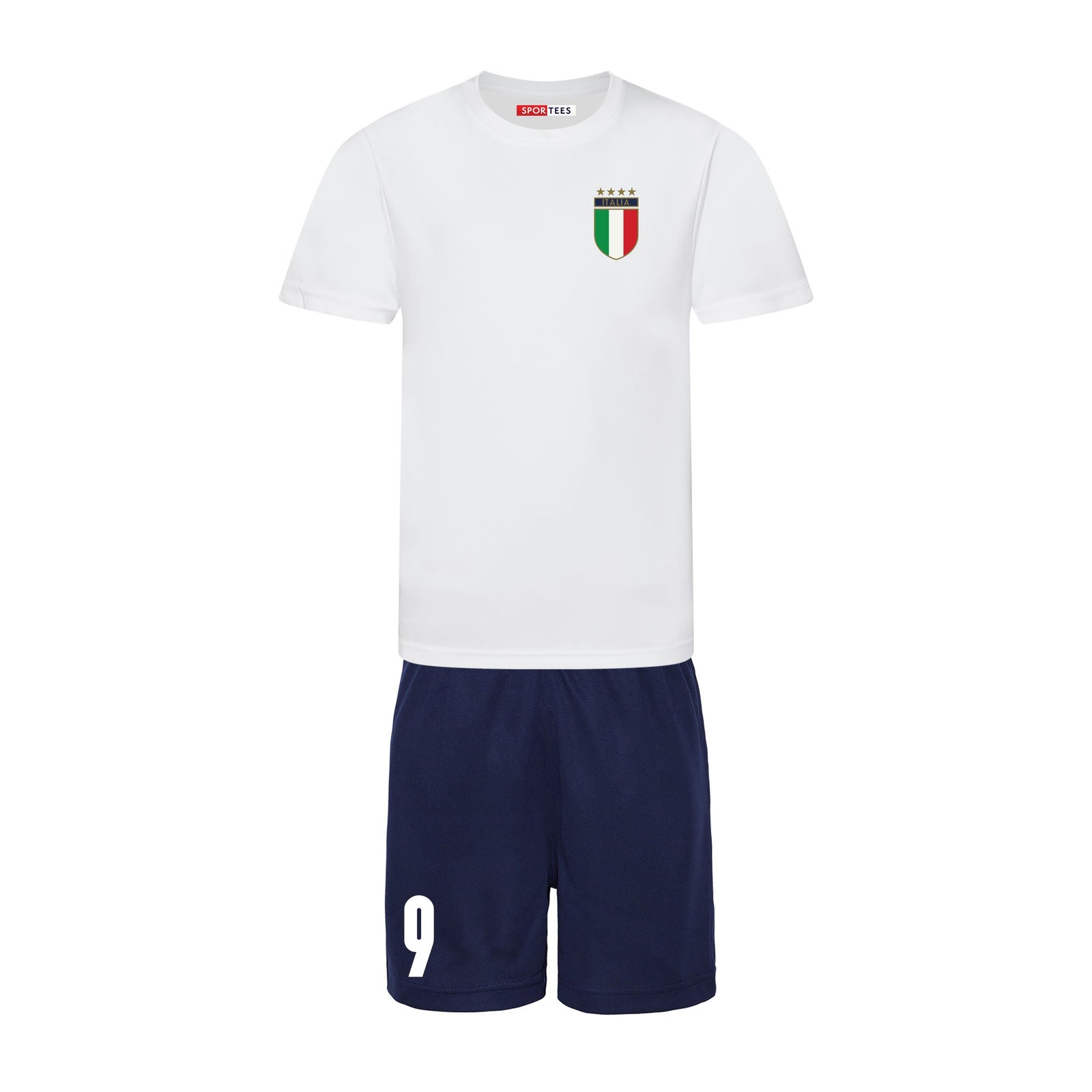 Personalised Italy Style White & Navy Away Kit With Bag